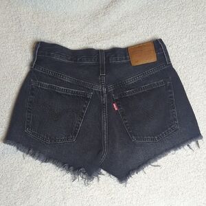 Levis 501 Black Distressed Shorts